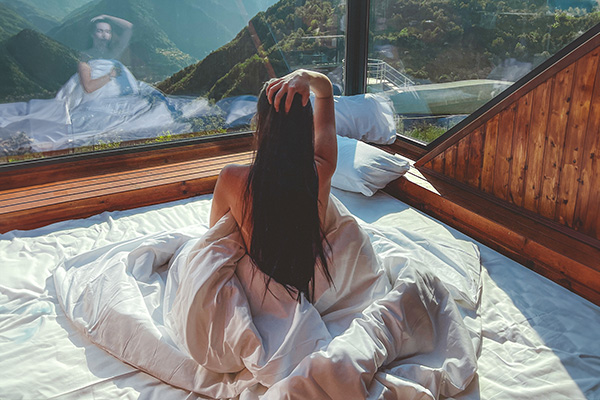 Cabin A1 bedroom with girl